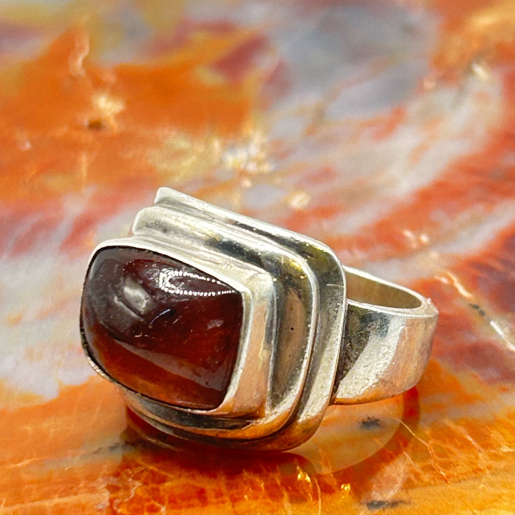 Vintage Sterling Silver Tourmaline Ring - Size 10